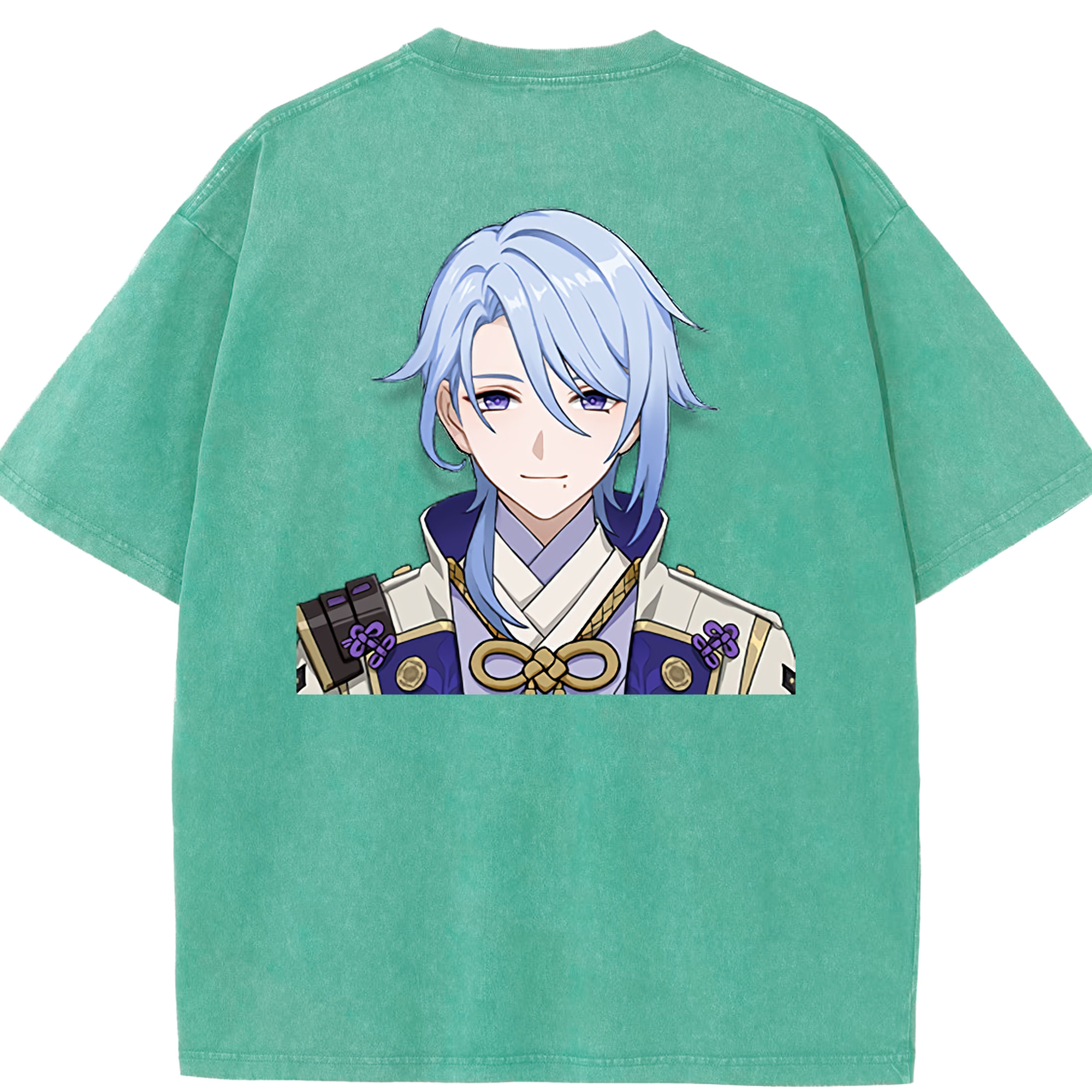 げんし神 神里綾人 かみさとあやと genshin Kamisato Ayato 綿100% ヴィンテージ風 半袖Tシャツ（背面プリント）